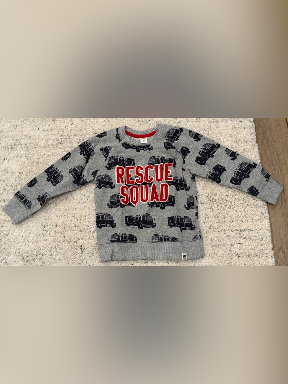 Baby Gap Rescue Squad Fire Truck Sweatshirt Gray Toddler 4 Years NWT Boys